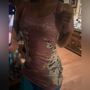 Ed Hardy pink tank top